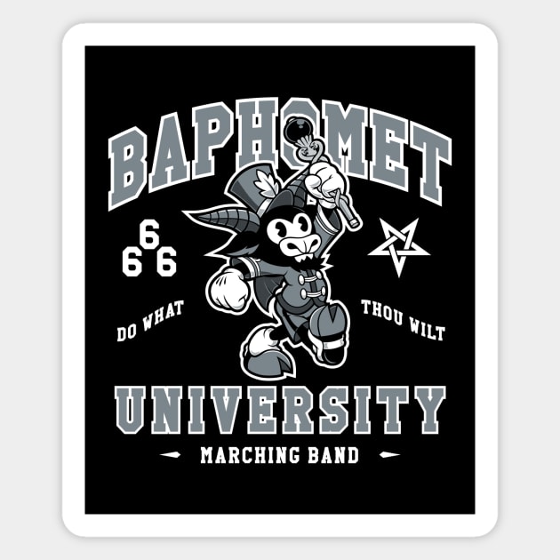 Baphomet University - Vintage Cartoon Devil - Satanic Marching Band Magnet by Nemons